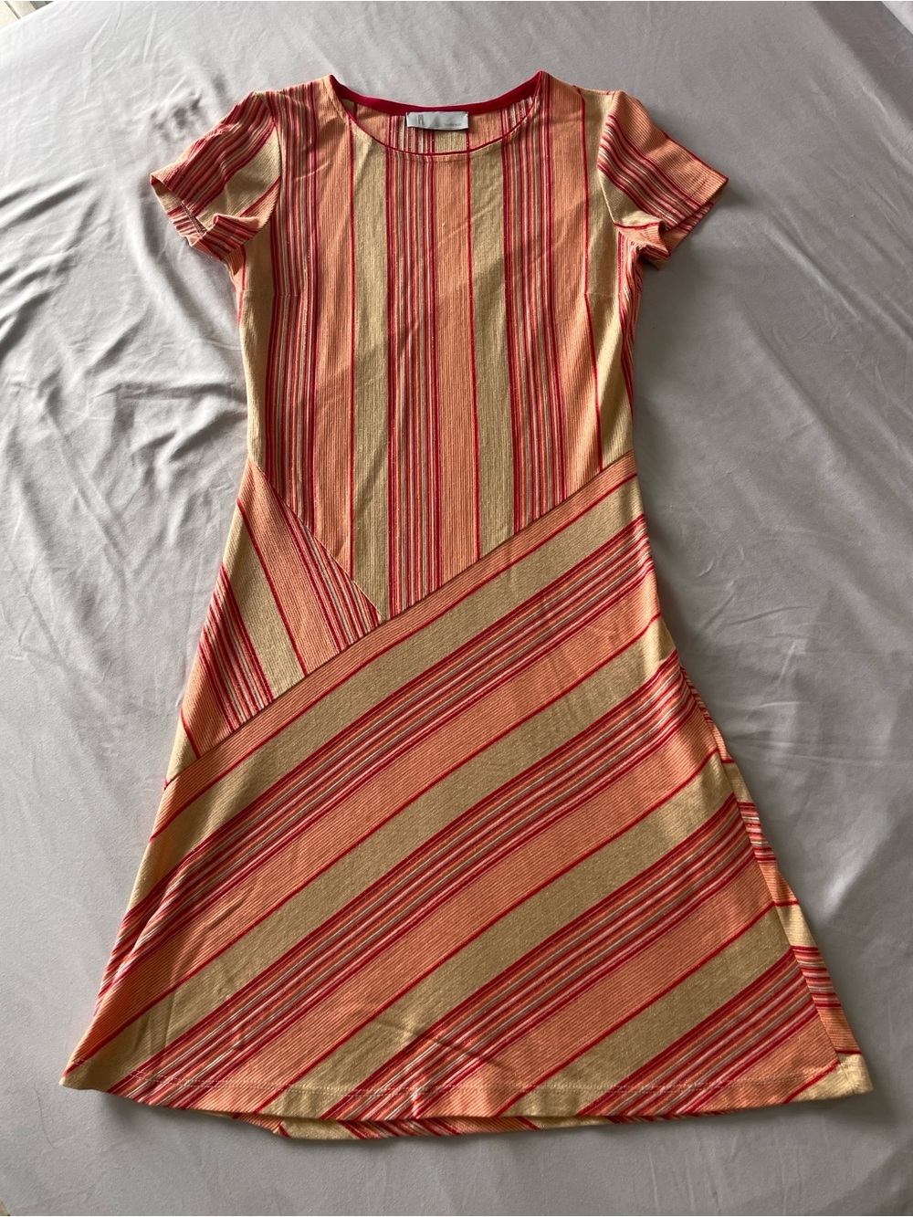 Missoni Mini Dress Bodycon Orange, Red, and Gold Stripes XS IT38